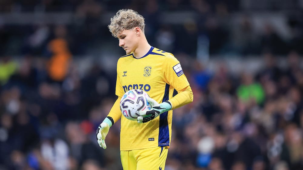 Coventry City Goalkeeper Carl Rushworth 19 during the Premier League match between Tottenham Hotspur and Coventry City at Tottenham Hotspur Stadium, London, UK on 19 October 2026.