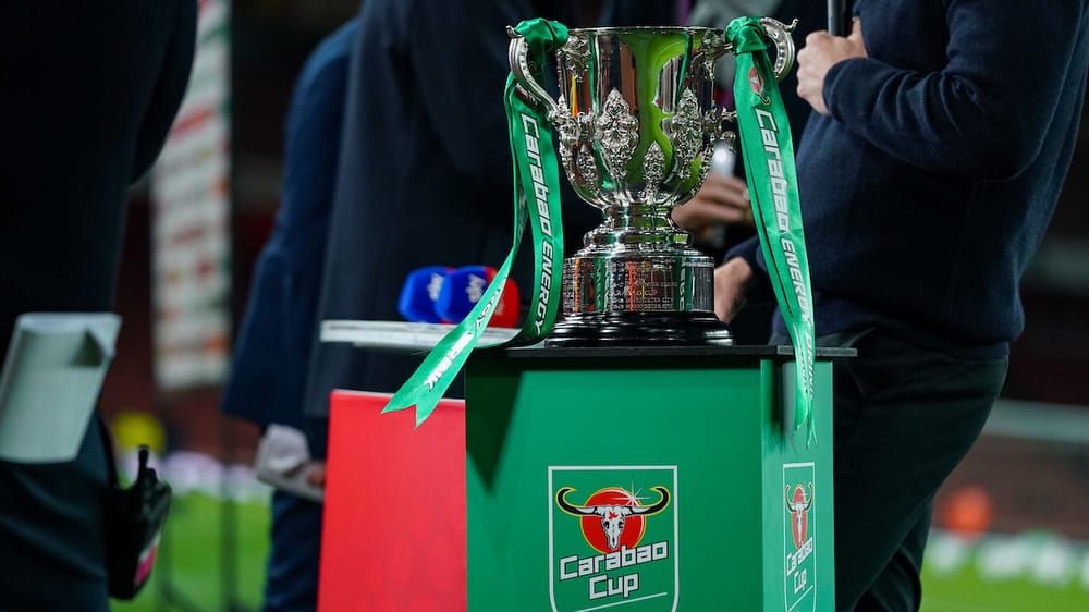 A general view of EFL Cup trophy during the EFL Cup match between Arsenal and Leeds United at the Emirates Stadium, London, England on 26 October 2021.