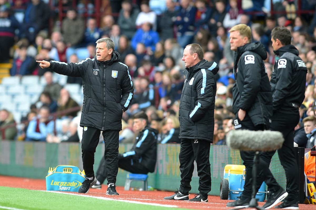 Aston Villa Caretaker Manager Eric Black gives his players instructions during the Barclays Premier League match between Aston Villa and Bournemouth at Villa Park, Birmingham, England on 9 April 2016. Photo by Jon Hobley.