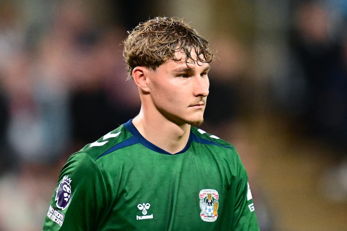 Coventry City goalkeeper Carl Rushworth (19) during the Premier League match between Coventry City and Newcastle United at the Coventry Building Society Arena, Coventry, UK on 12 October 2026.