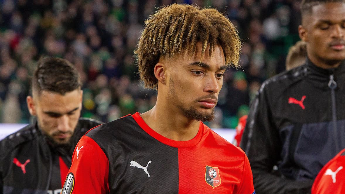 Yann Gboho (34) during the Europa League match between Celtic and Rennes at Celtic Park, Glasgow, Scotland on 28 November 2019.