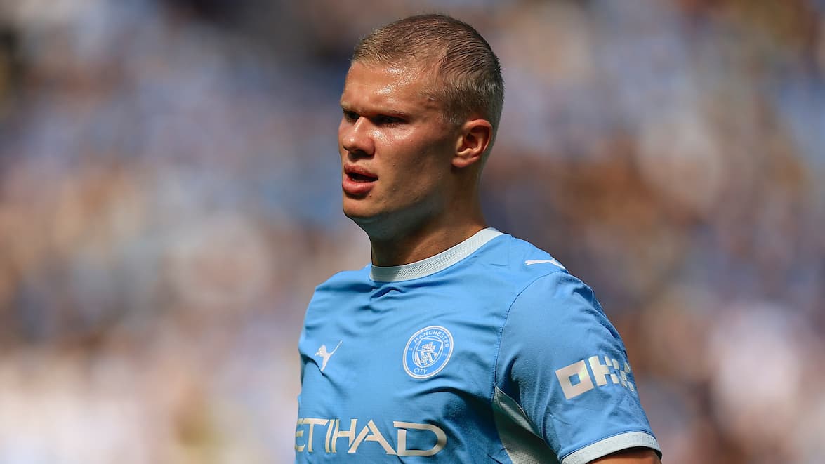 Erling Haaland (9) of Manchester City during the Premier League match between Manchester City and Bournemouth at the Etihad Stadium, Manchester, UK on 23 August 2026.