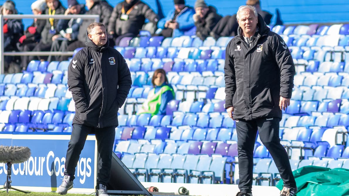 Mark Robins & Adi Viveash during the EFL Sky Bet League 1 match between Coventry City and Sunderland at the Trillion Trophy Stadium, Birmingham, England on 1 March 2020.