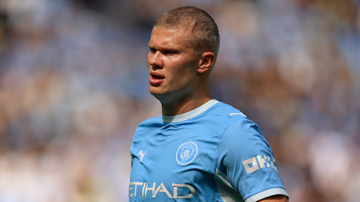 Erling Haaland (9) of Manchester City during the Premier League match between Manchester City and Bournemouth at the Etihad Stadium, Manchester, UK on 23 August 2026.